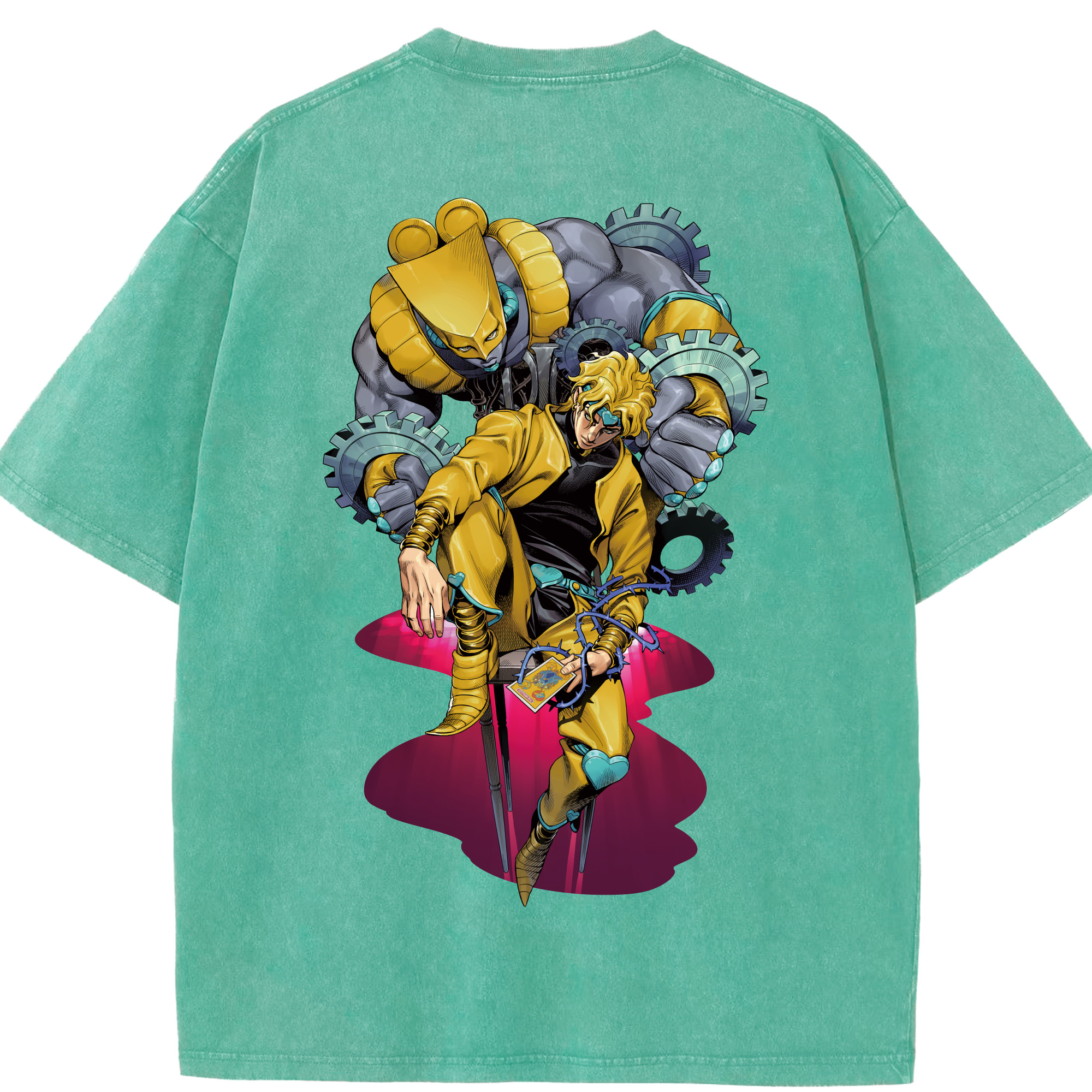 （画像用） ジョジョの奇妙な冒険 ディオ?ブランドー JoJo's Bizarre Adventure Dio Brando 綿100% ヴィンテージ風 半袖Tシャツ（背面プリント）